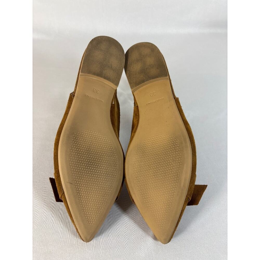Italian Suede Slingback Pointed Toe Flats Tortoise Buckle Tan Size 38 7.5 US - Picture 5 of 6